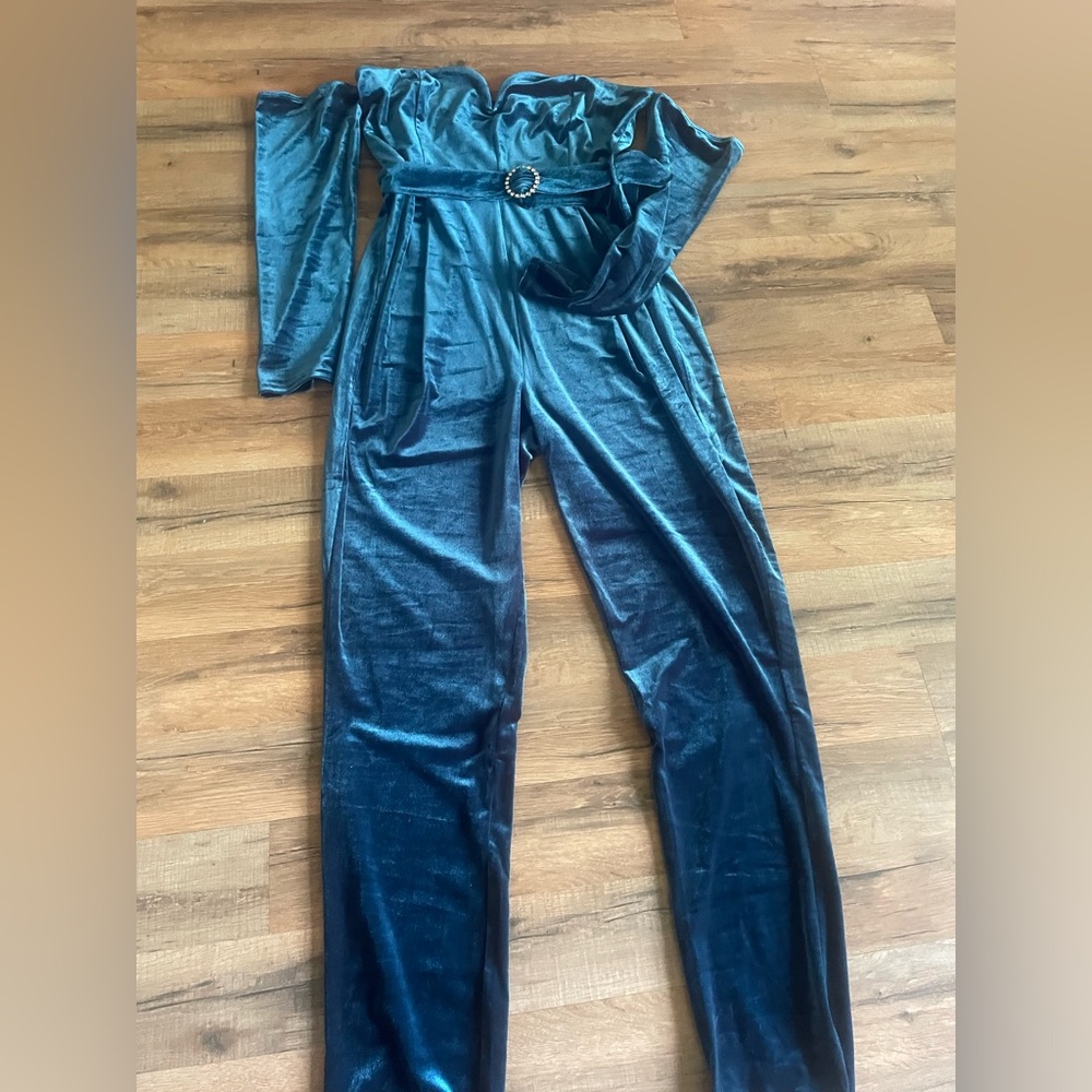 Venus strapless velvet jumpsuit